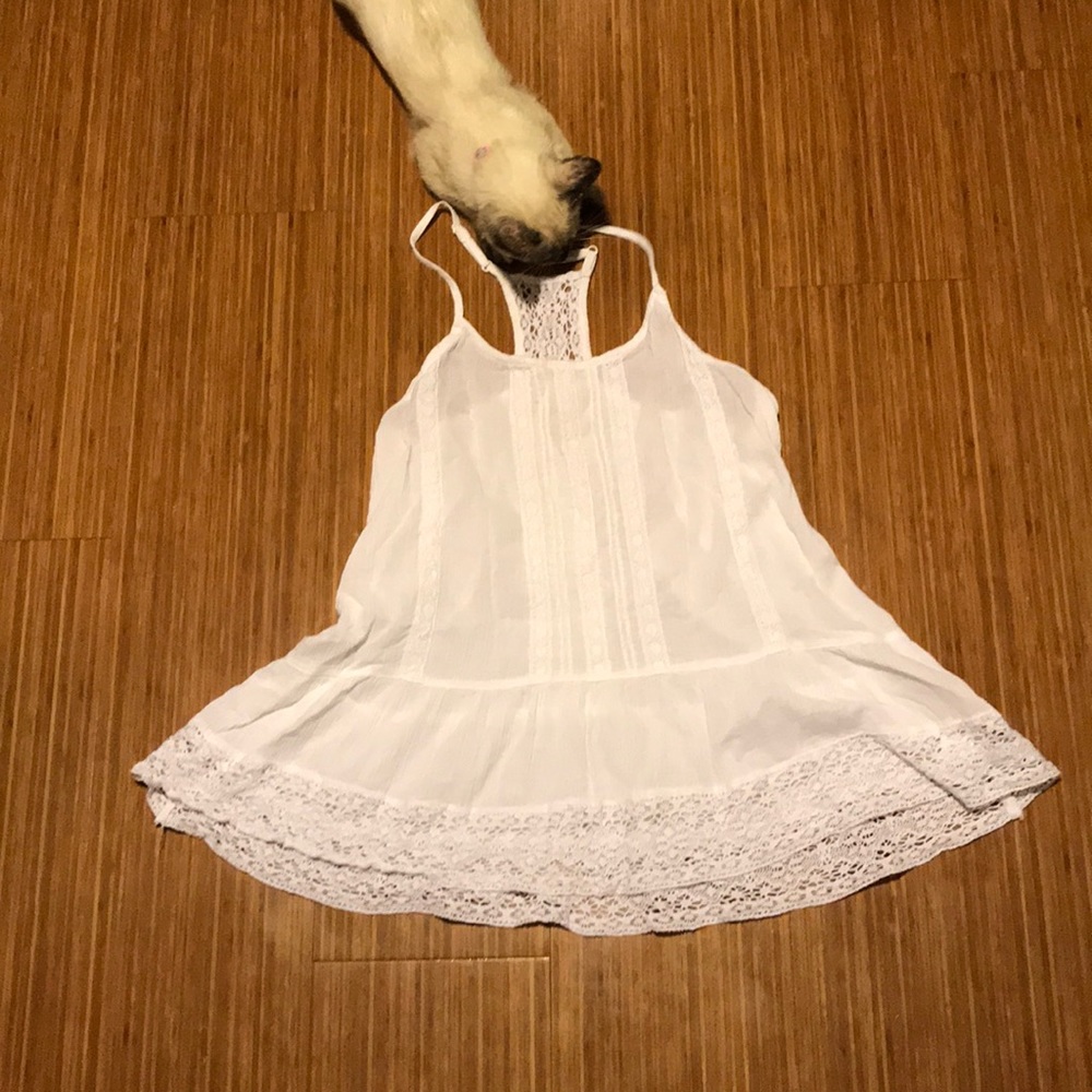 Frilly white tank top